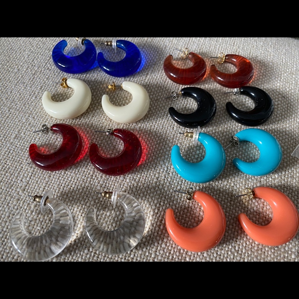 Set of Joan Rivers Lucite Hoop Earrings